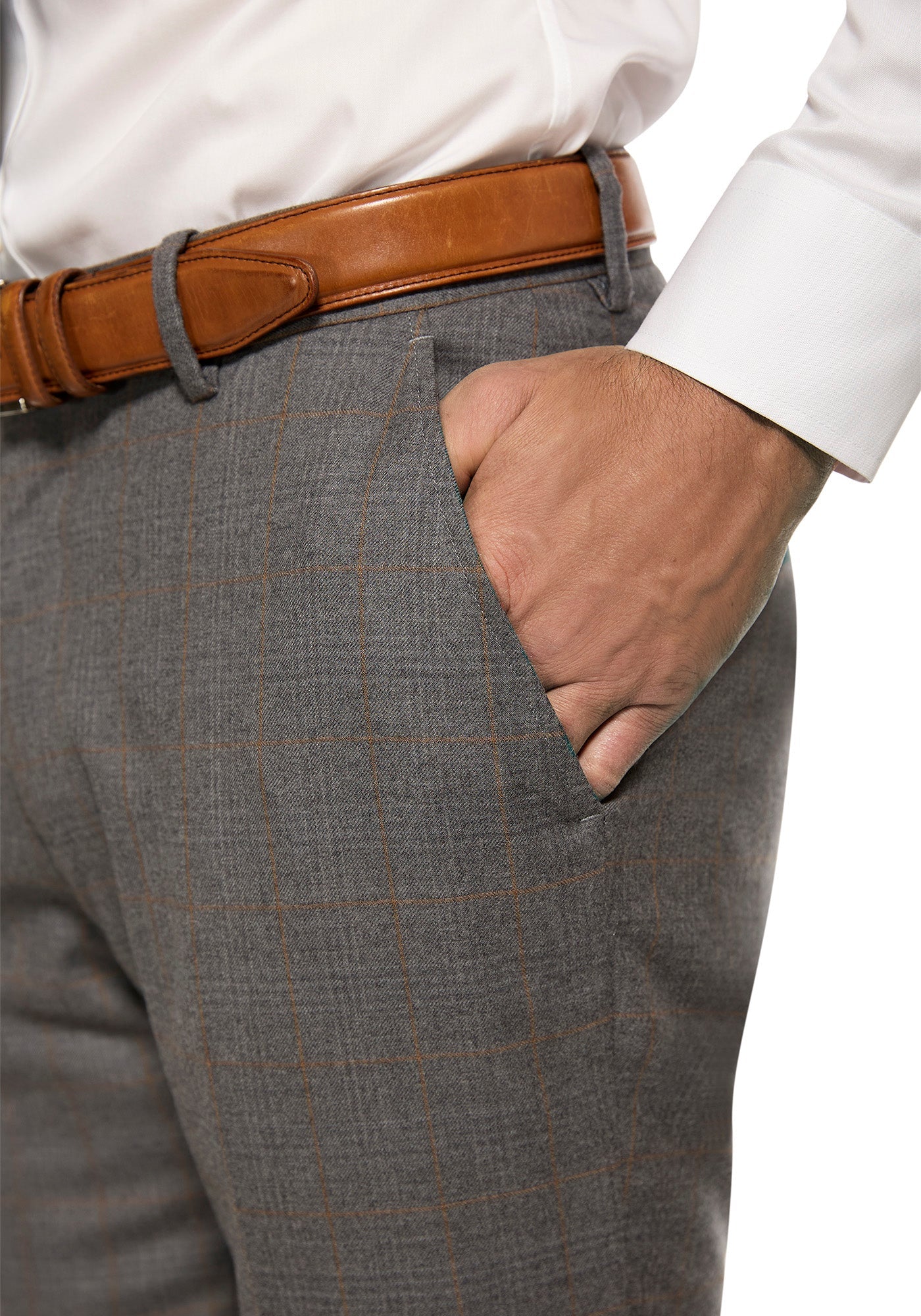 Grey and Tan Windowpane Flannel Suit - Image 4