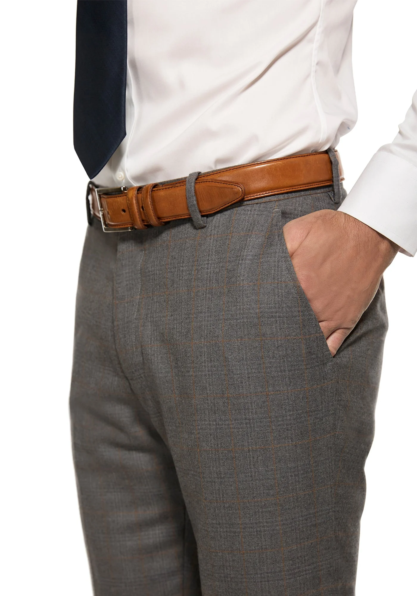 Grey and Tan Windowpane Flannel Suit - Image 7