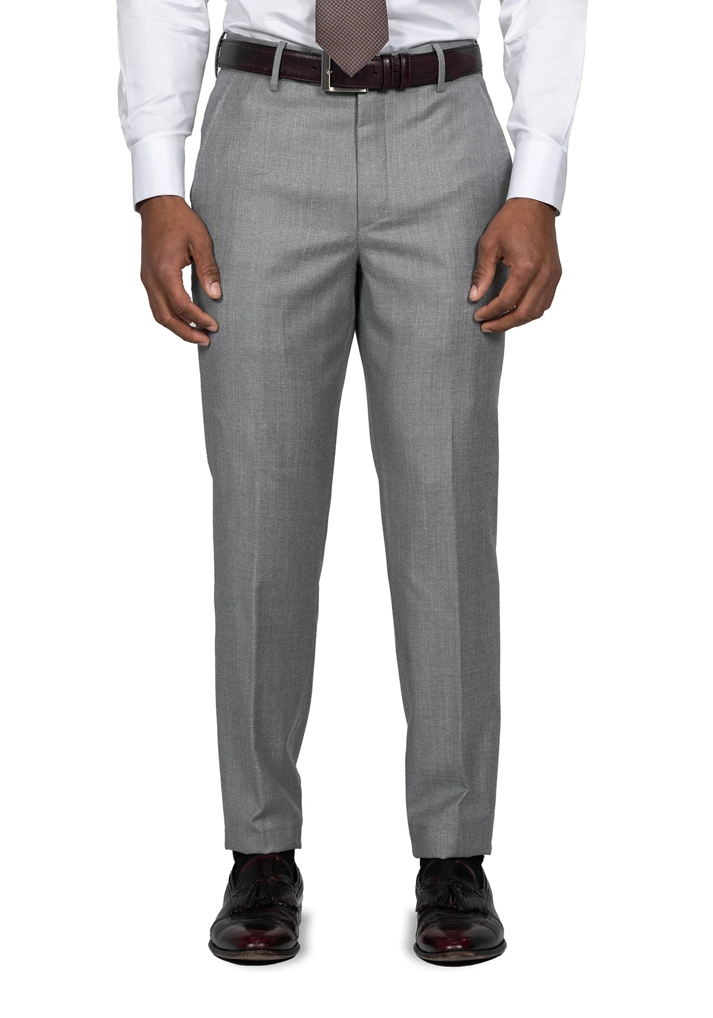 Heather Light Grey Twill Dress Pants