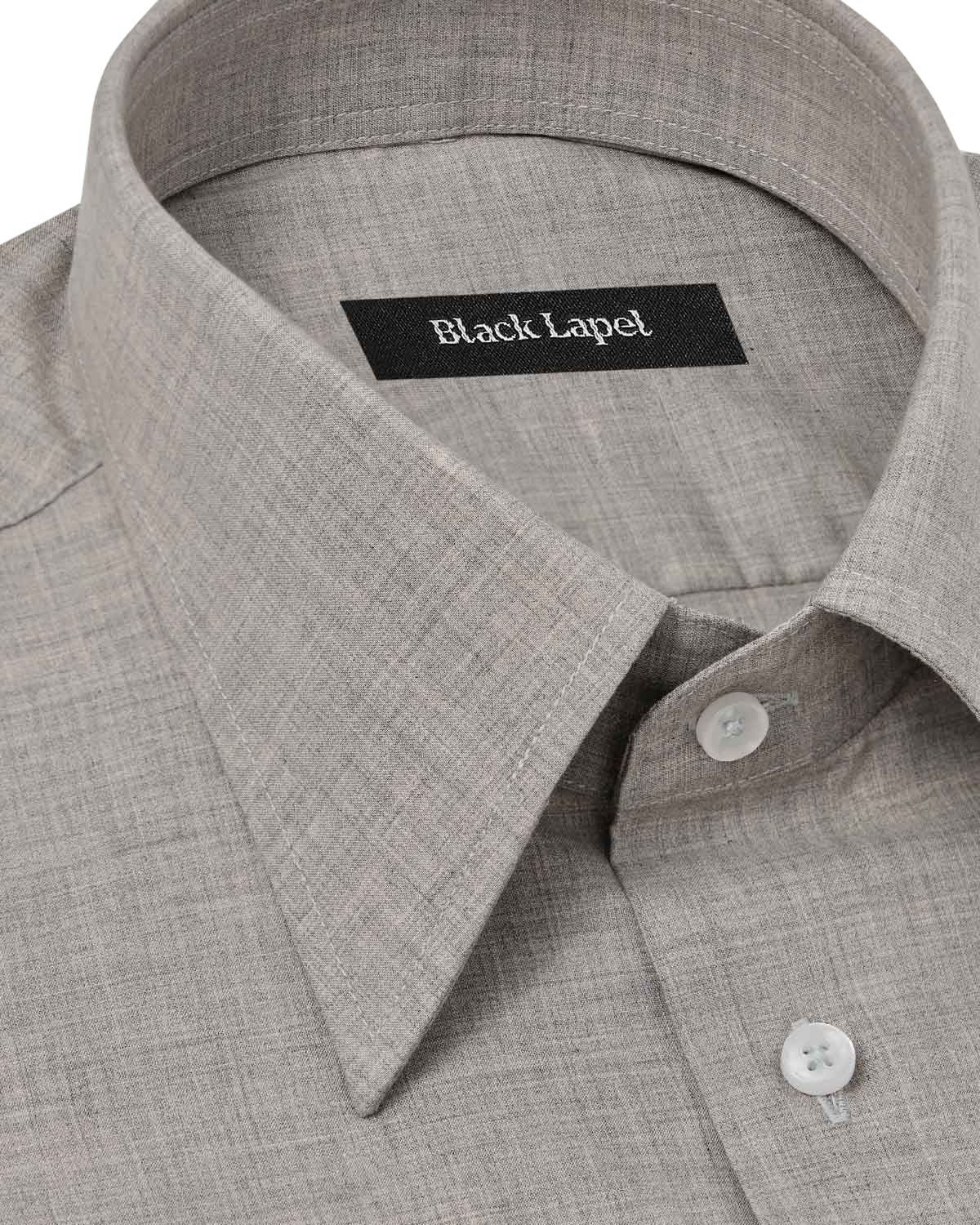 Light Grey Melange Poplin Dress Shirt - Image 2
