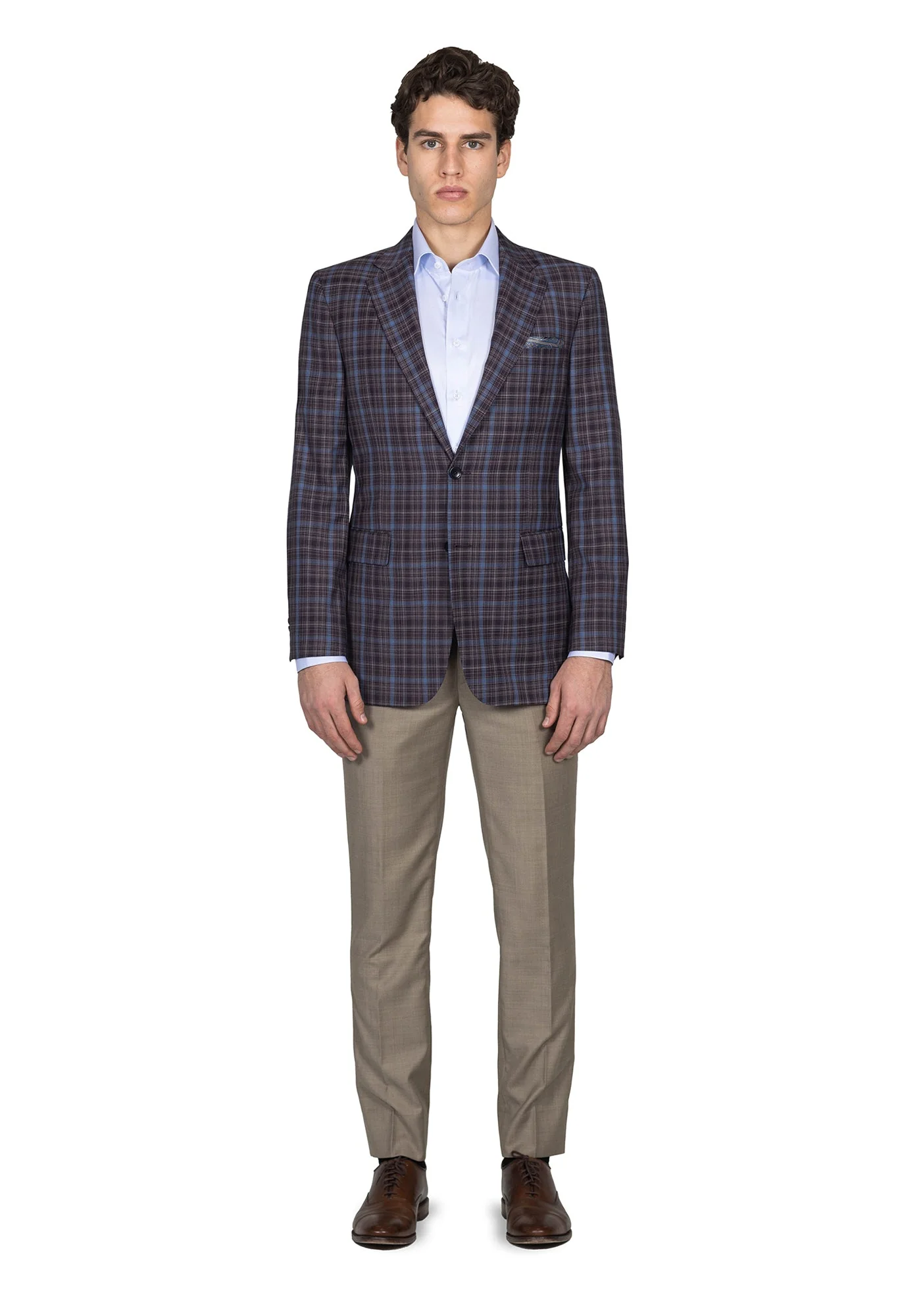 Maroon And Blue Plaid Blazer - Image 3
