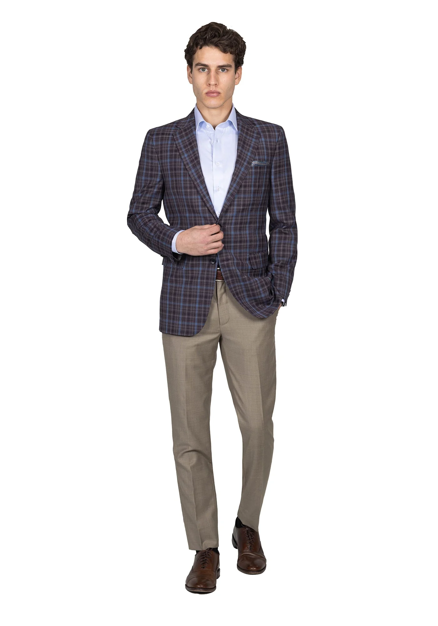 Maroon And Blue Plaid Blazer - Image 4