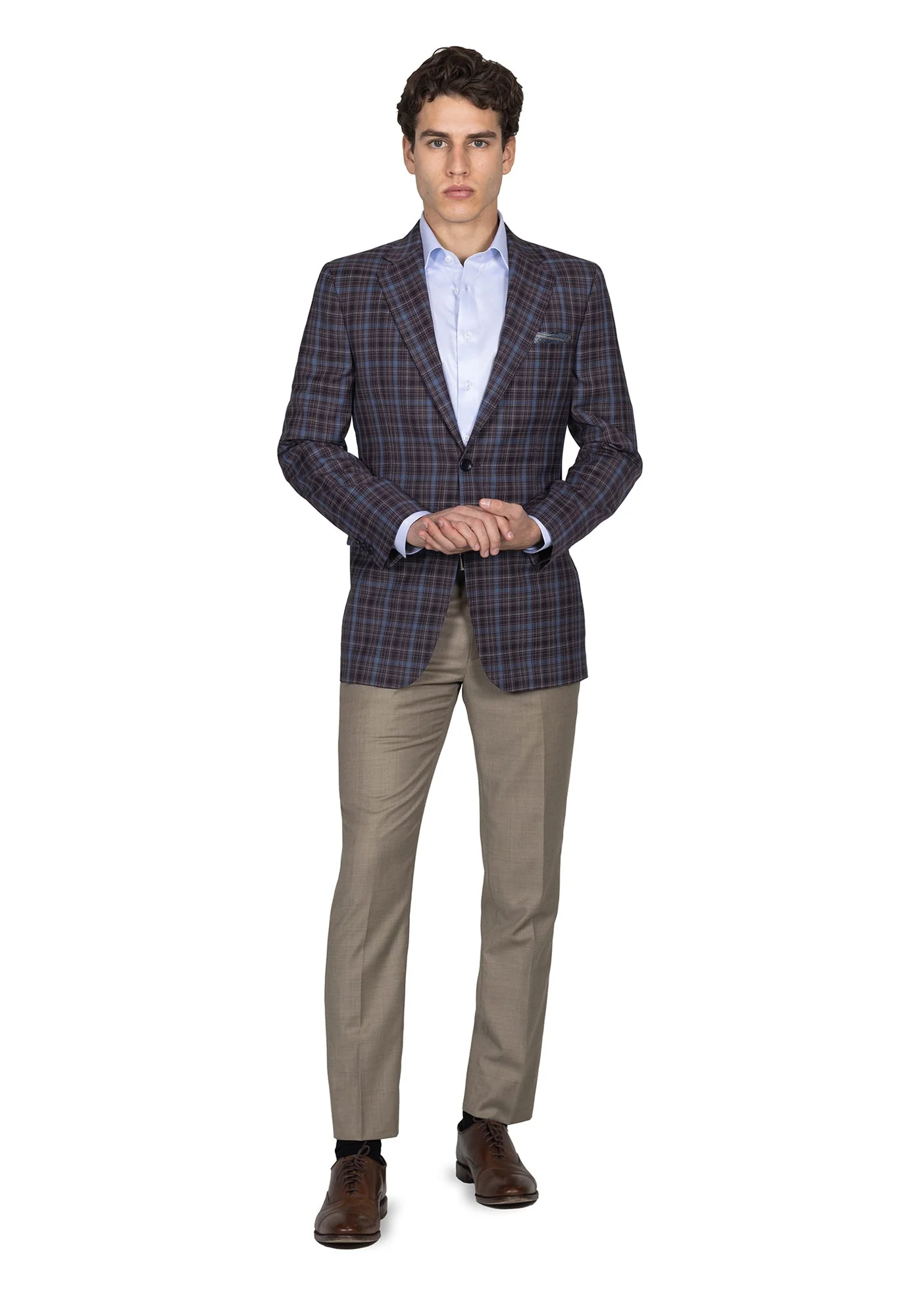 Maroon And Blue Plaid Blazer - Image 5