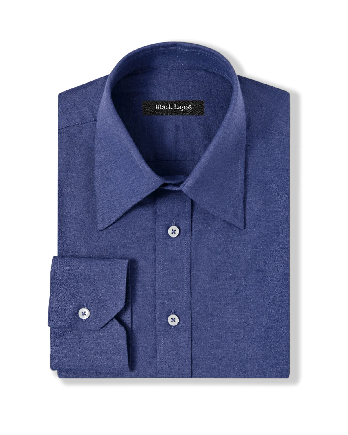 Natural Stretch Dark Blue Brushed Twill Dress Shirt