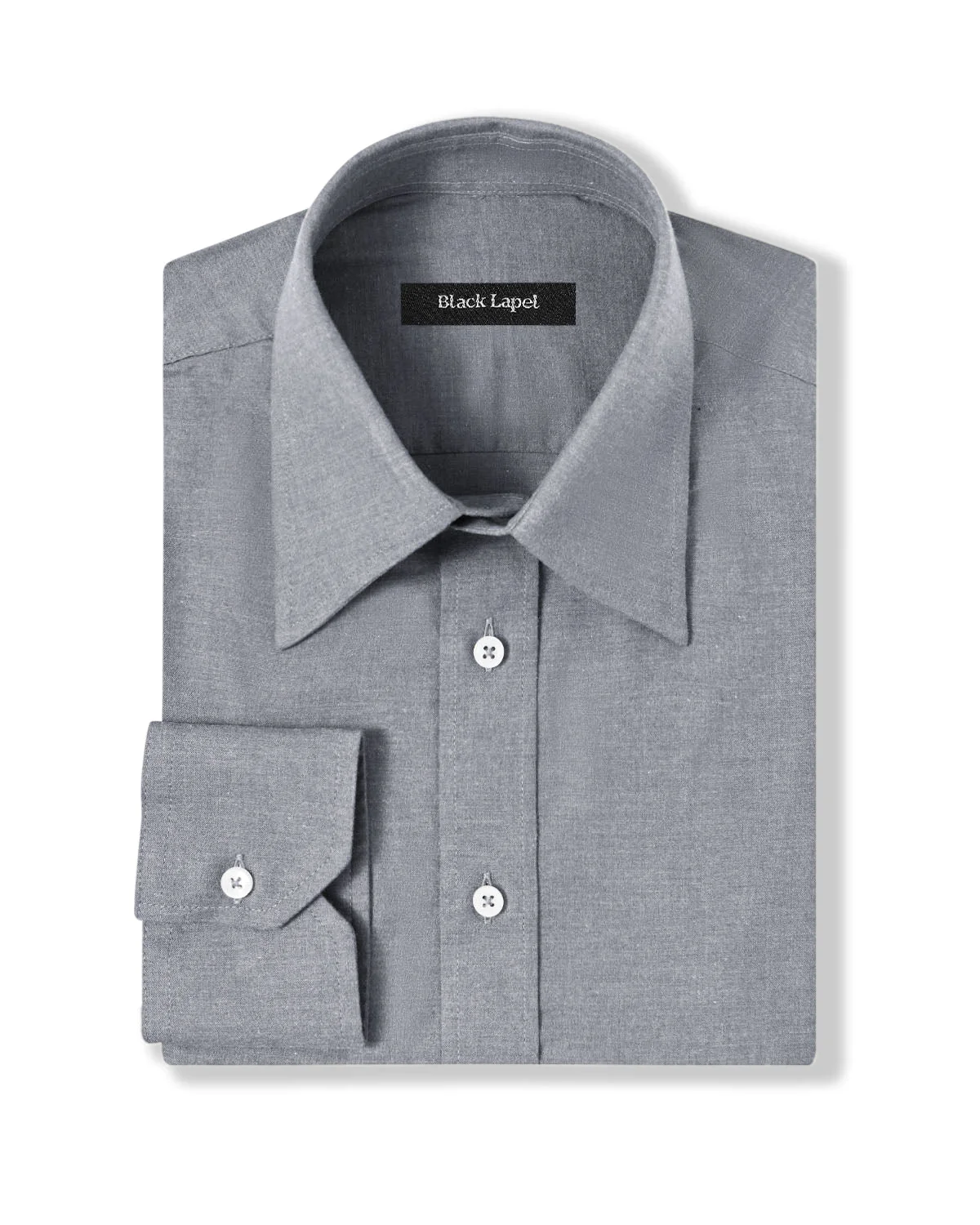 Natural Stretch Light Grey Brushed Twill Dress Shirt