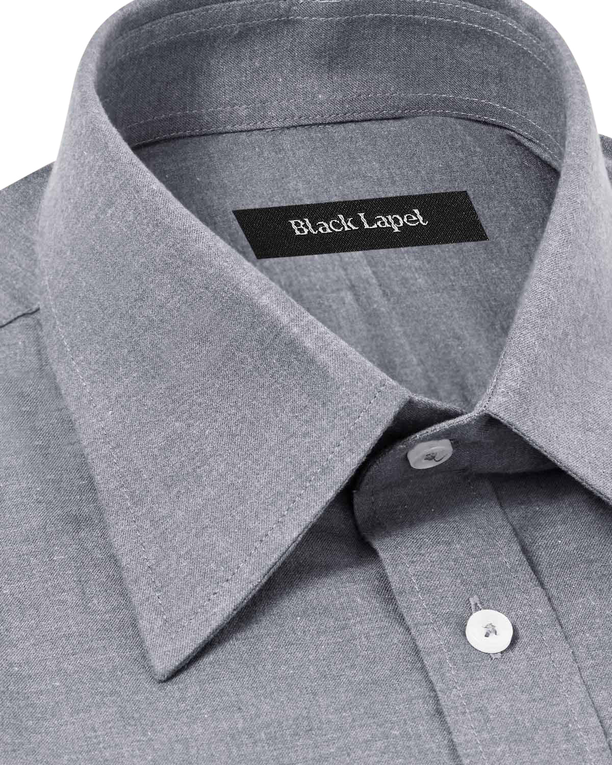 Natural Stretch Light Grey Brushed Twill Dress Shirt - Image 2