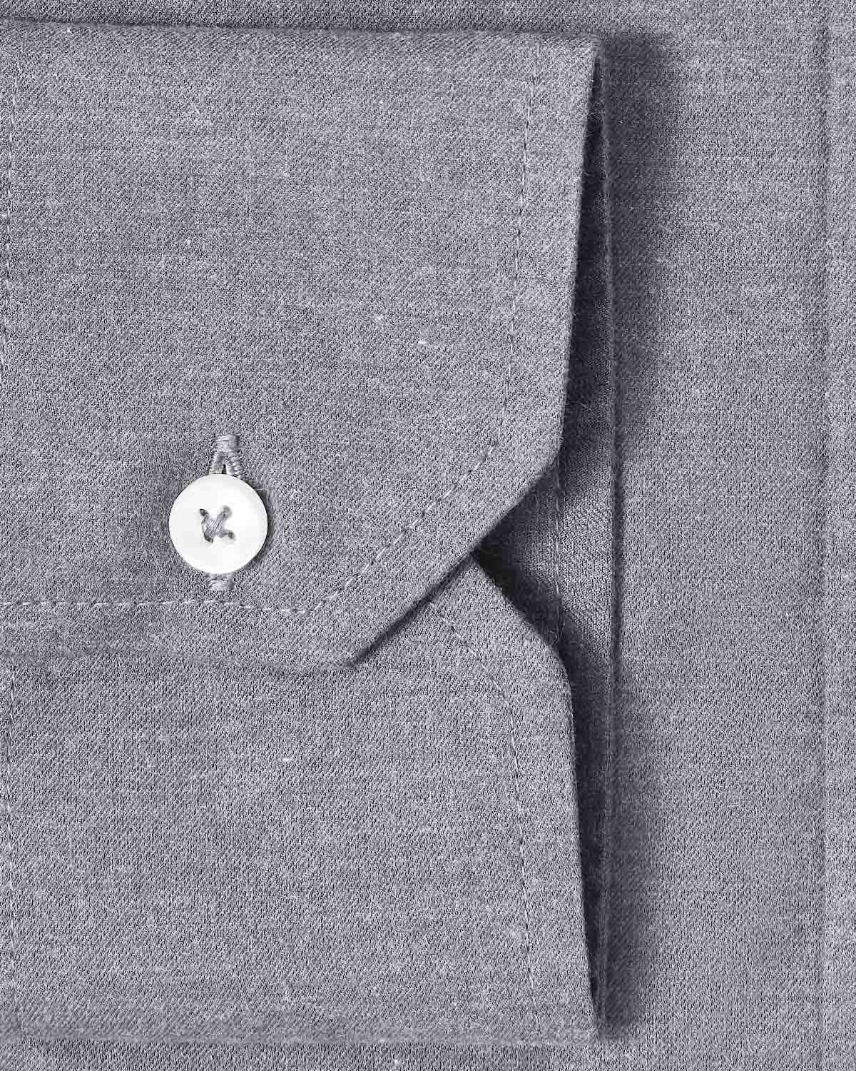 Natural Stretch Light Grey Brushed Twill Dress Shirt - Image 3
