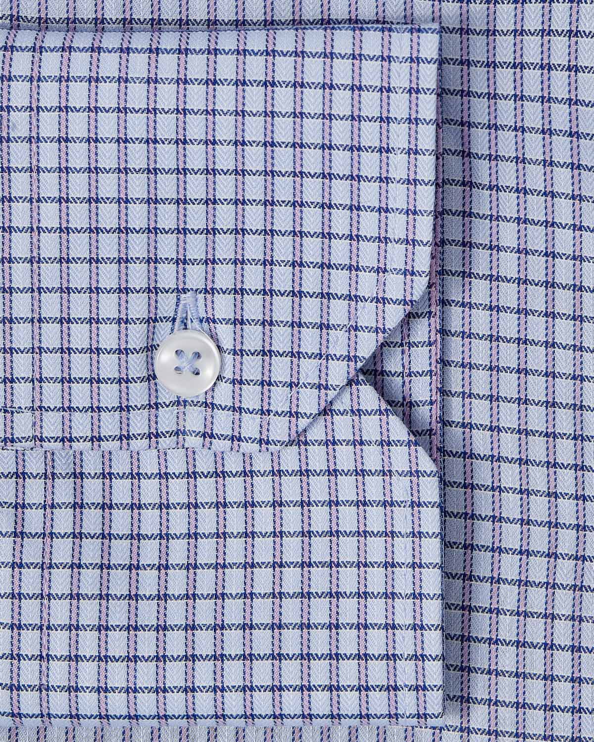 Natural Stretch Pink and Blue Graph Check Dress Shirt - Image 3