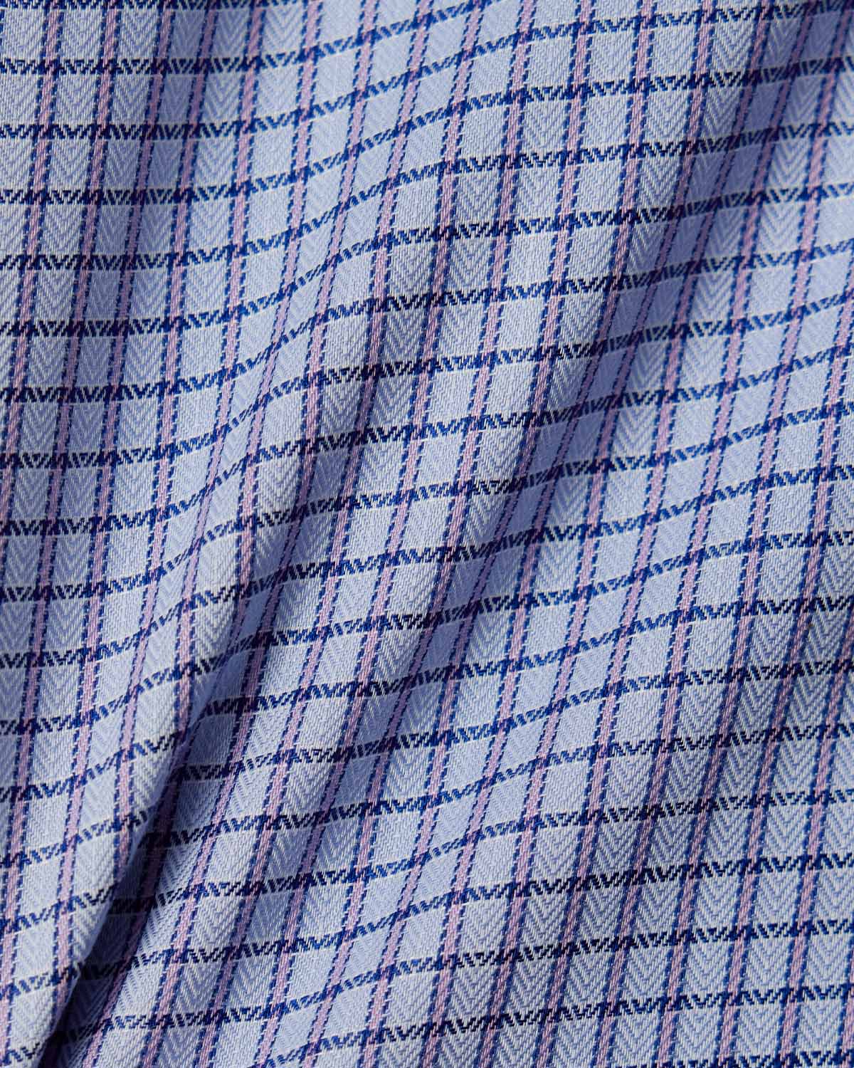 Natural Stretch Pink and Blue Graph Check Dress Shirt - Image 4