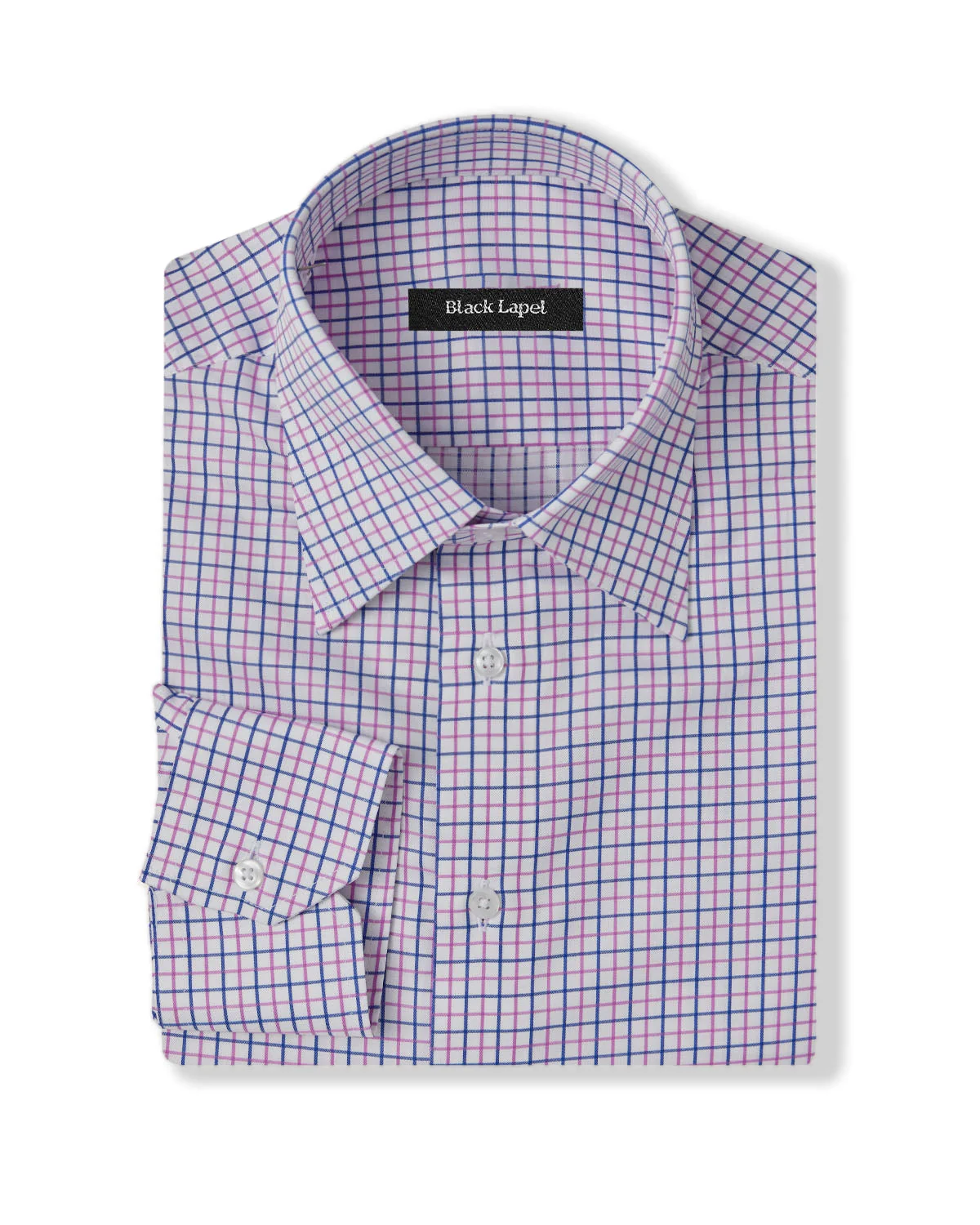 Navy and Pink Tattersall Dress Shirt