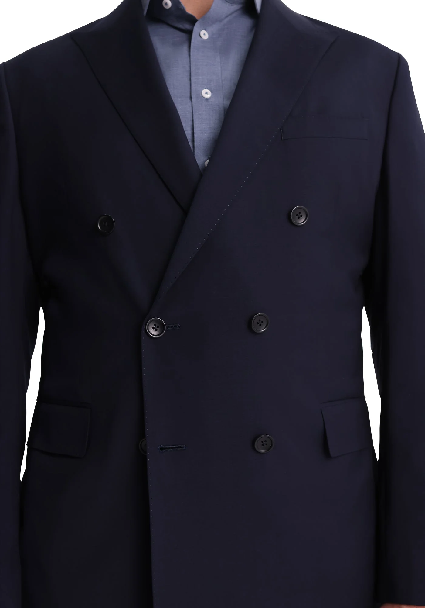 Navy Double Breasted Stretch Fresco Blazer - Image 3