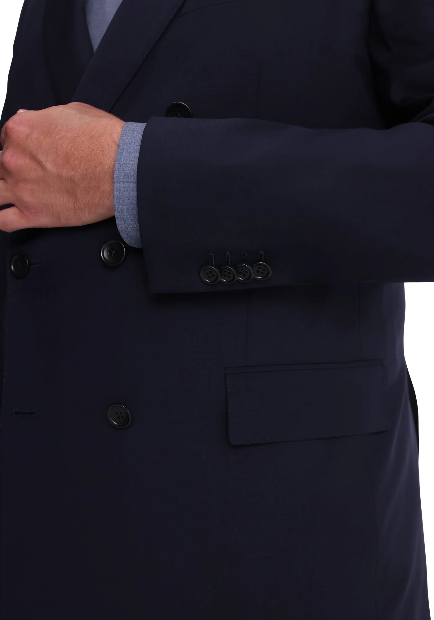 Navy Double Breasted Stretch Fresco Dress Pants - Image 3