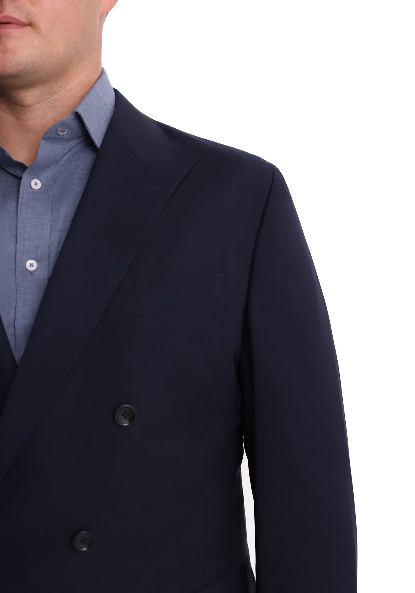 Navy Double Breasted Stretch Fresco Suit - Image 4