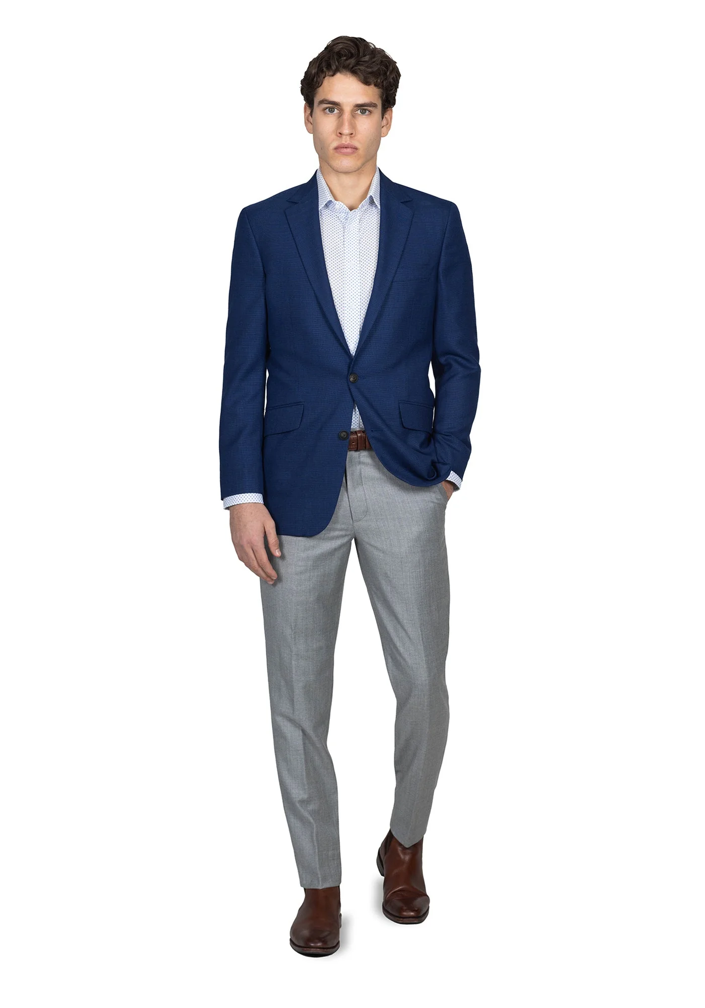 Navy Hopsack Blazer