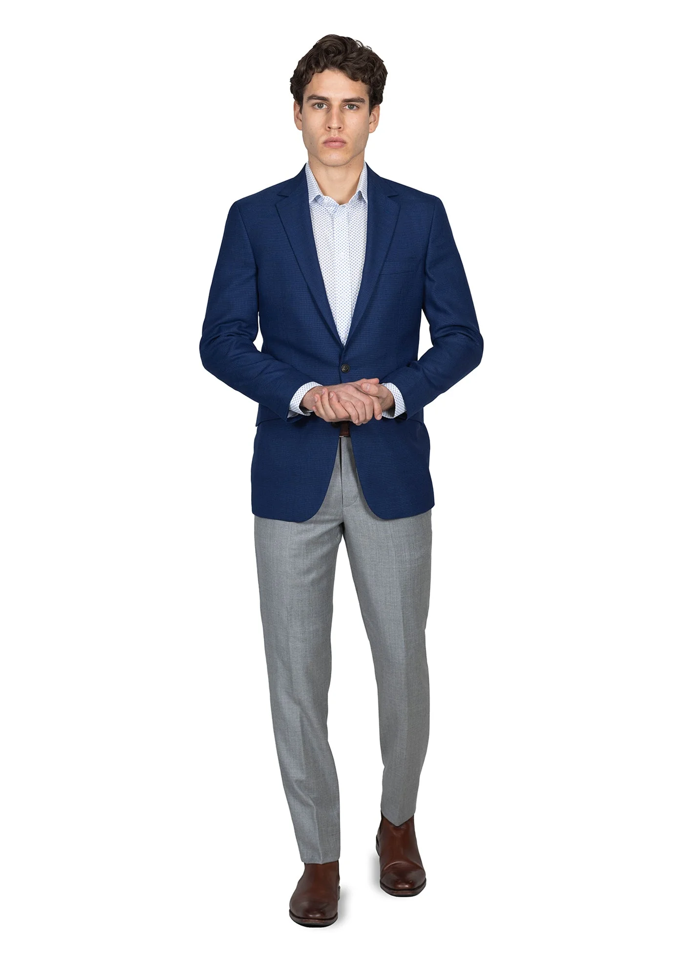 Navy Hopsack Blazer - Image 2