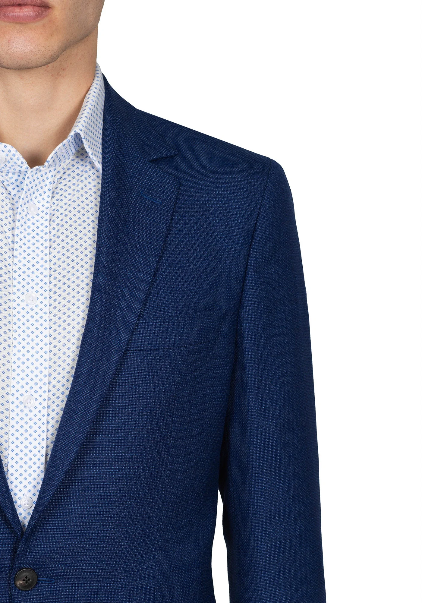 Navy Hopsack Blazer - Image 3