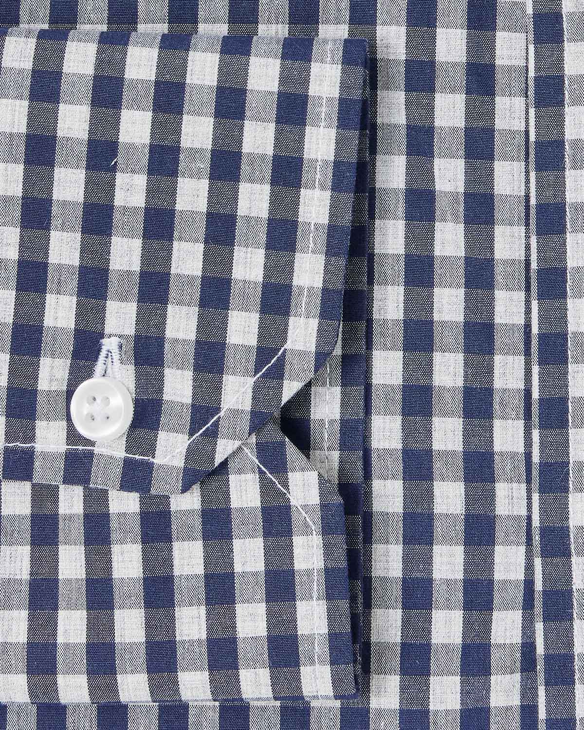 Navy Melange Gingham Casual Shirt - Image 3