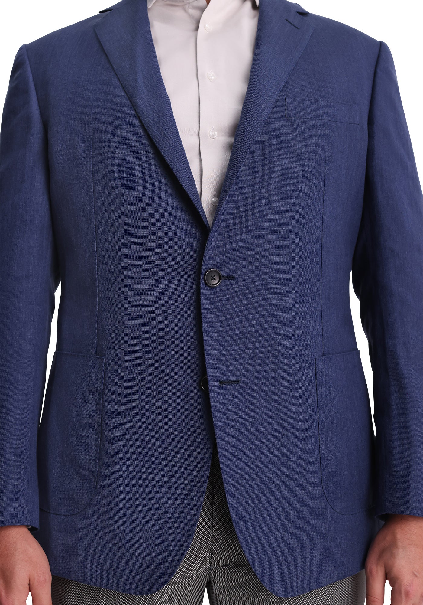 Navy Wool Silk Linen Blend Blazer - Image 3