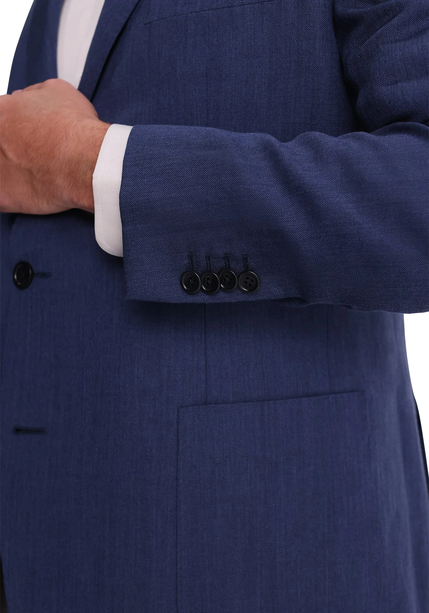 Navy Wool Silk Linen Blend Blazer - Image 5