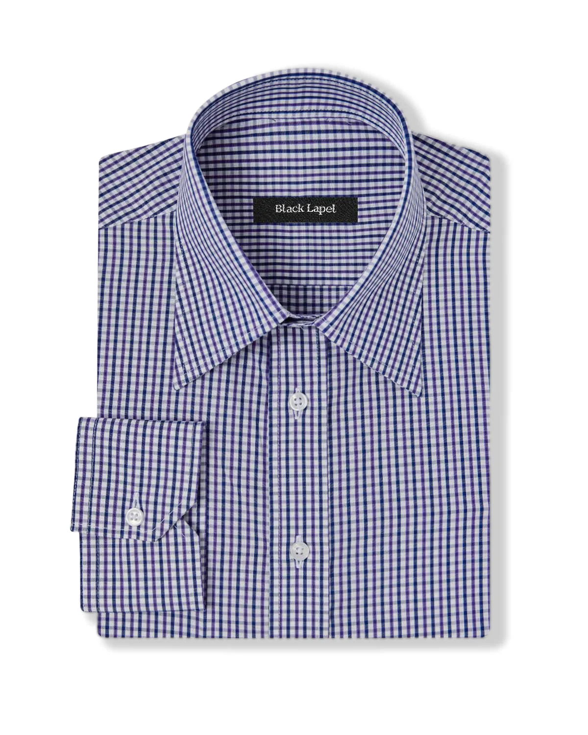Purple and Navy Tattersall Dress Shirt