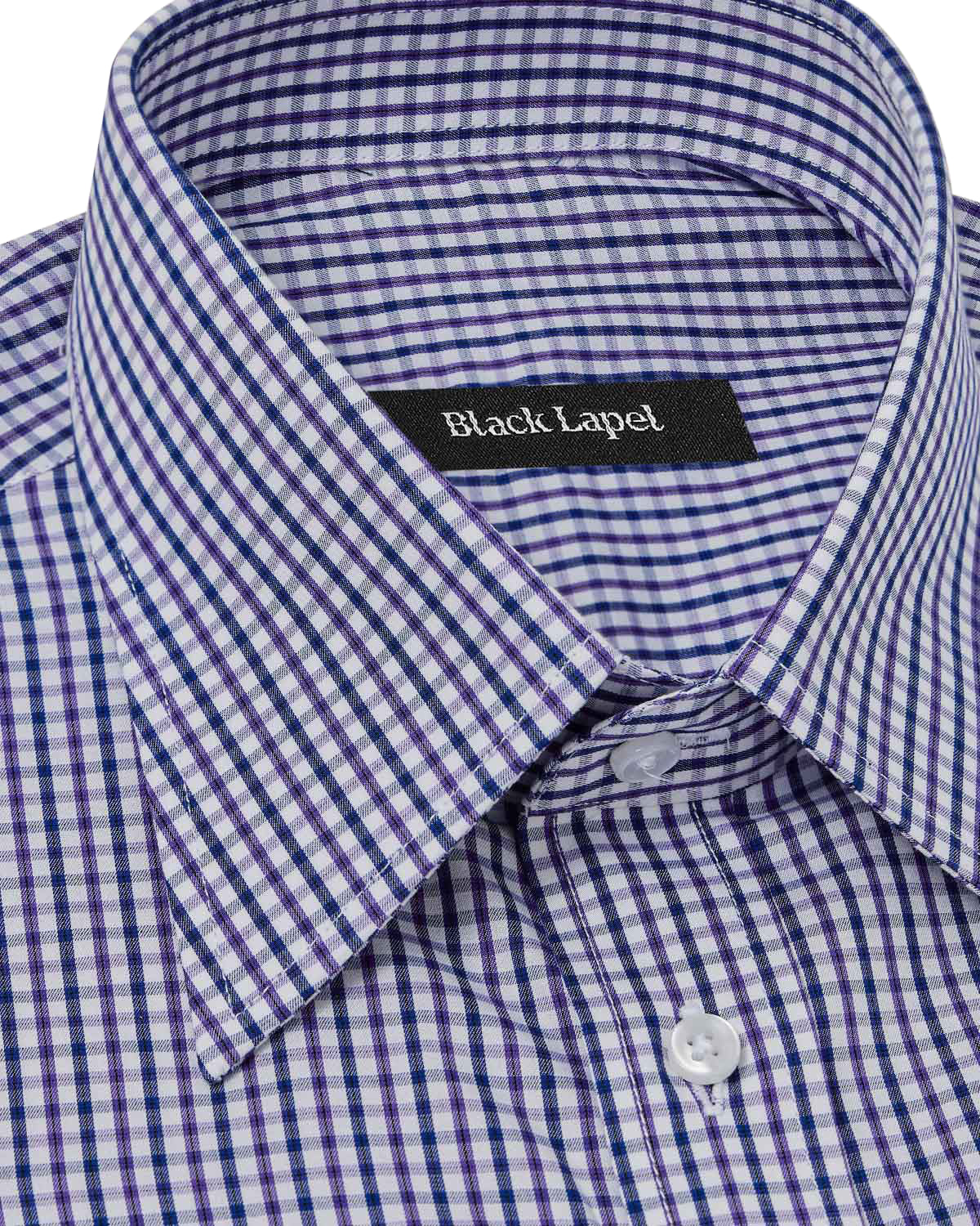 Purple and Navy Tattersall Dress Shirt - Image 2