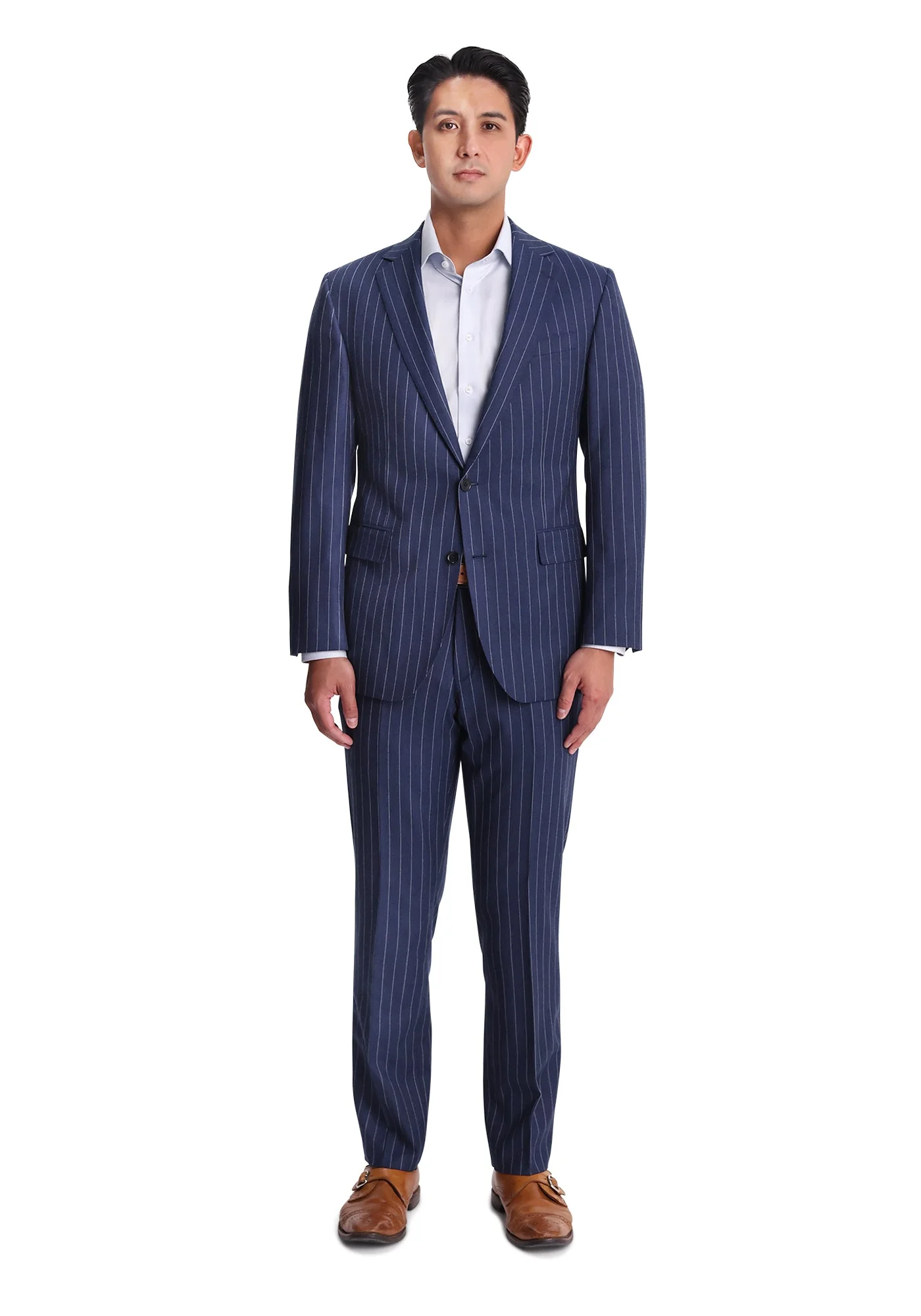 Slate Blue Chalk Stripe Flannel Blazer