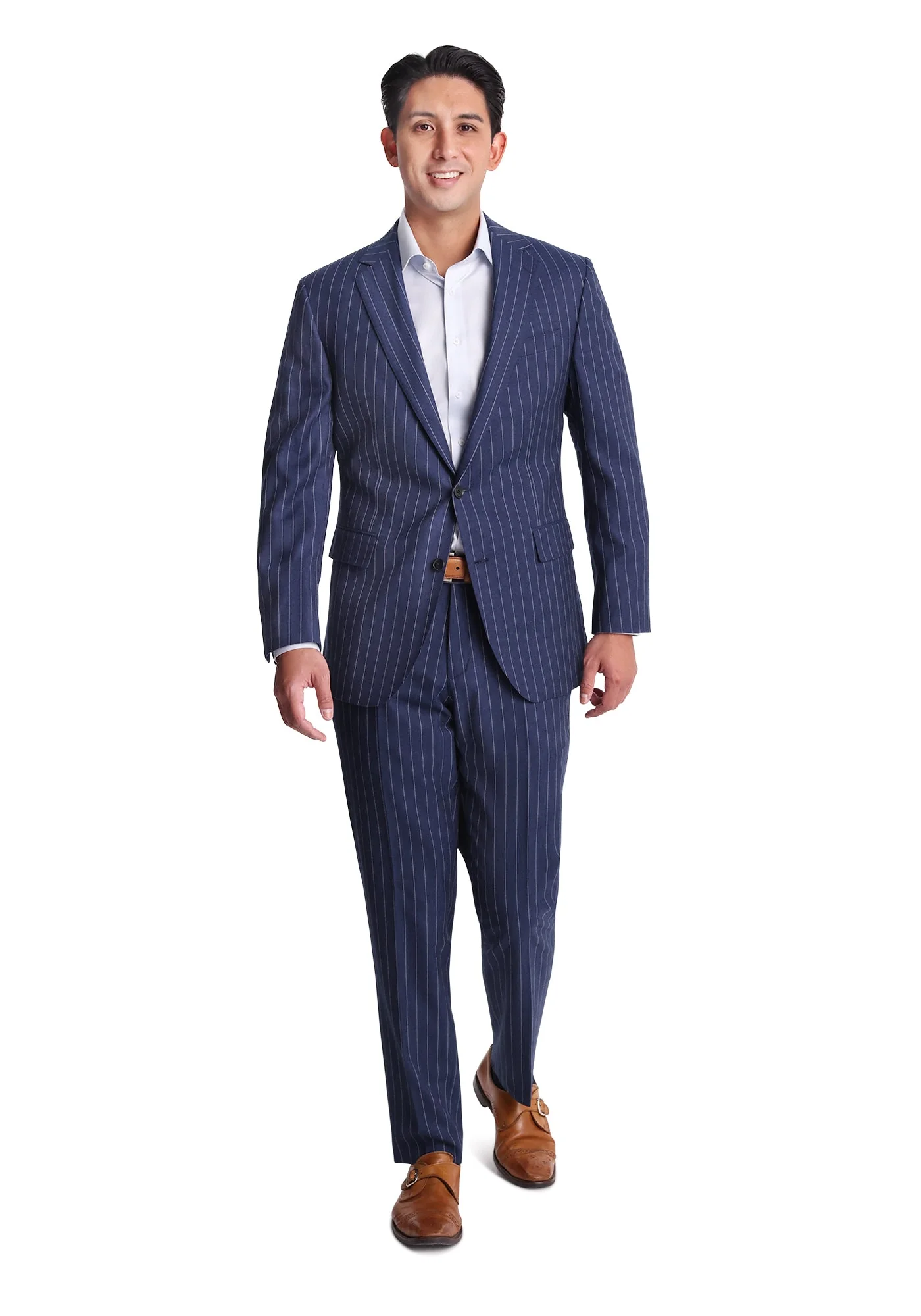 Slate Blue Chalk Stripe Flannel Blazer - Image 2