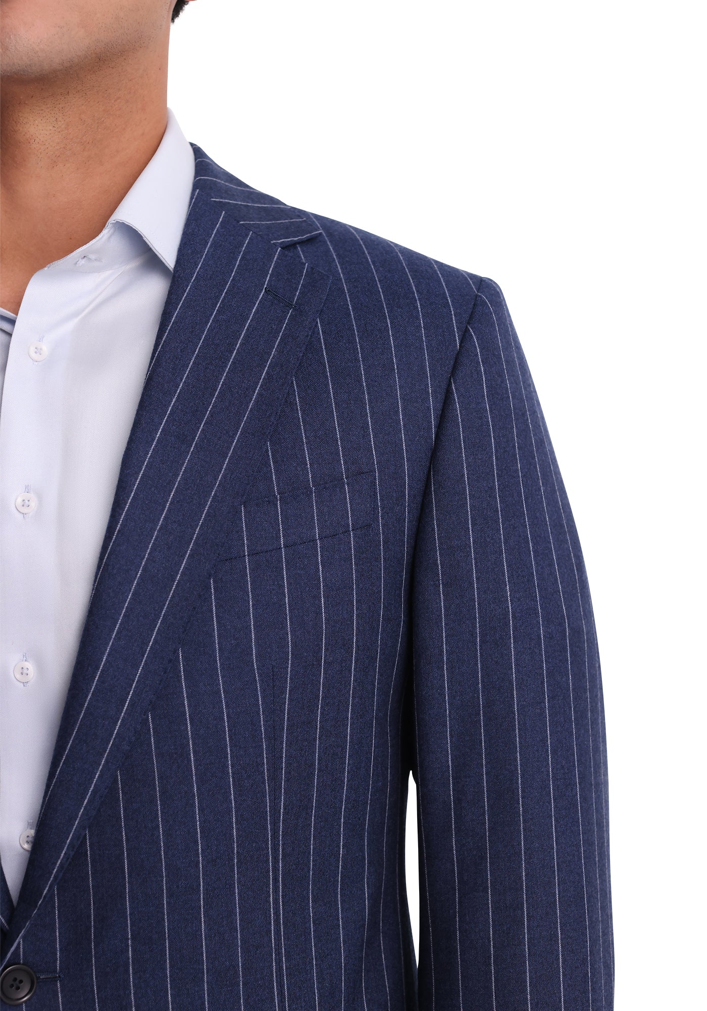 Slate Blue Chalk Stripe Flannel Blazer - Image 4