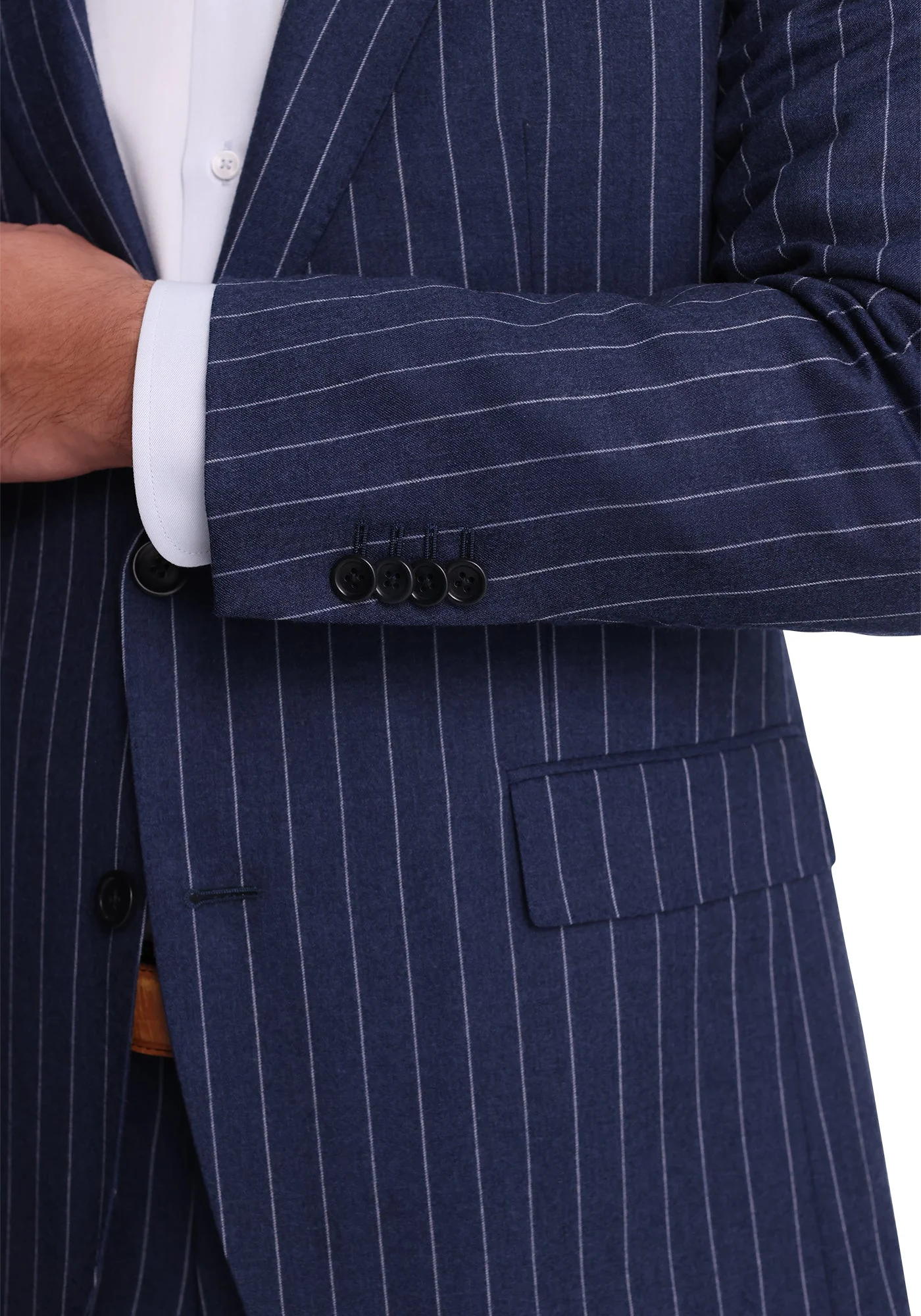 Slate Blue Chalk Stripe Flannel Blazer - Image 5