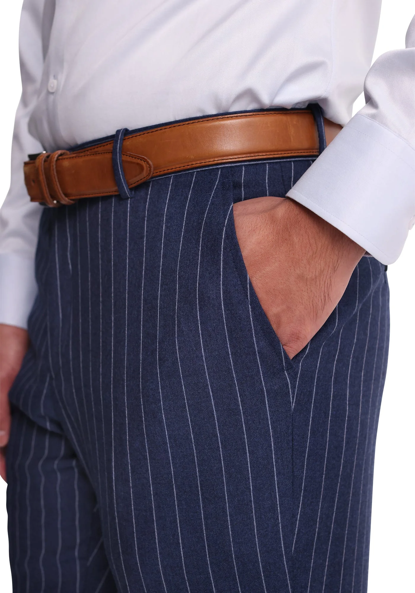 Slate Blue Chalk Stripe Flannel Blazer - Image 7