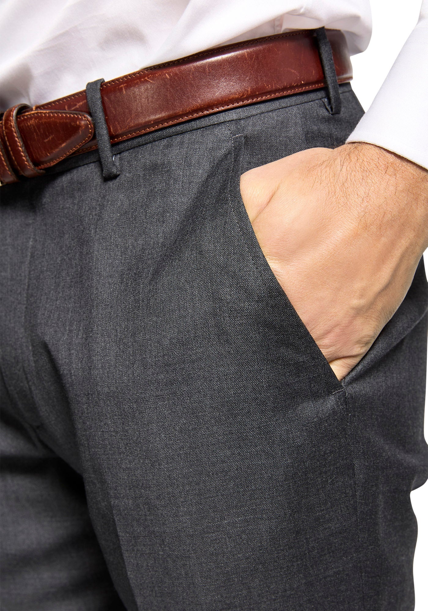 Solid Charcoal Merino Dress Pants - Image 2