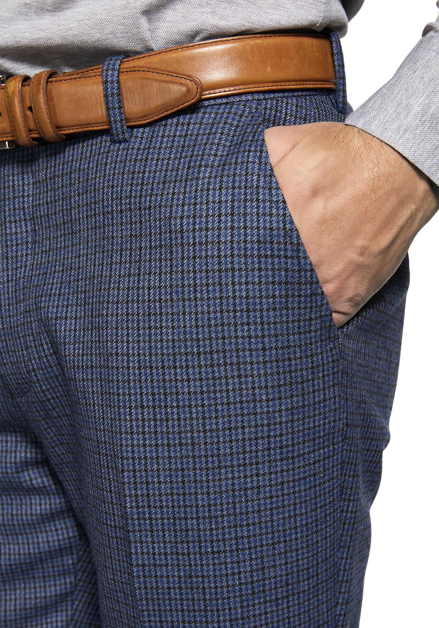 Steel Blue Houndstooth Flannel Dress Pants - Image 2