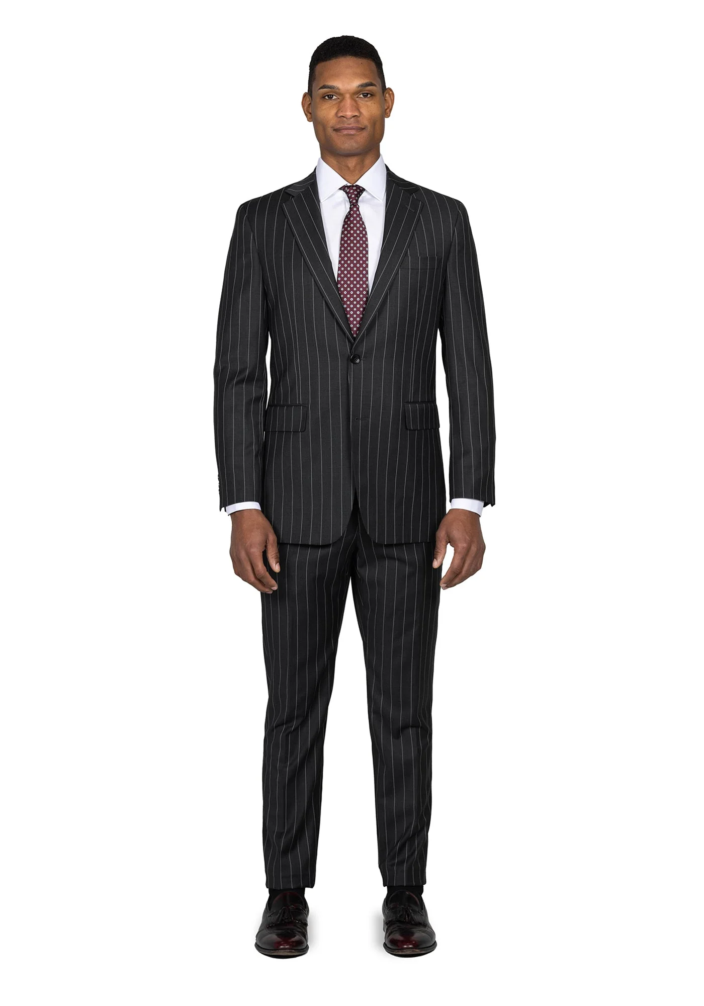 Stretch Black Chalk Stripe Blazer