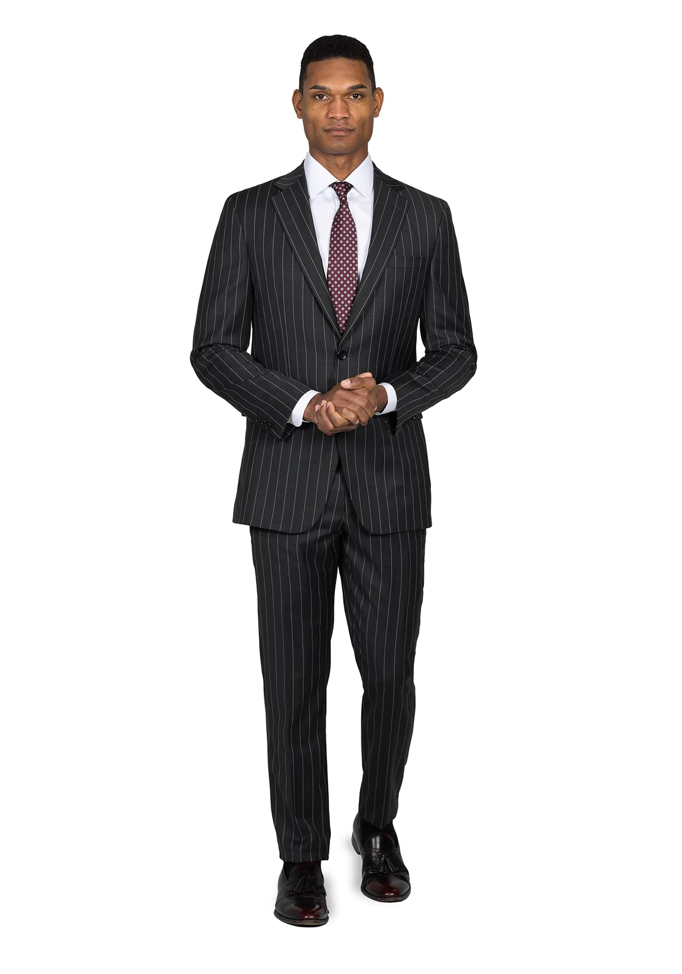 Stretch Black Chalk Stripe Blazer - Image 2