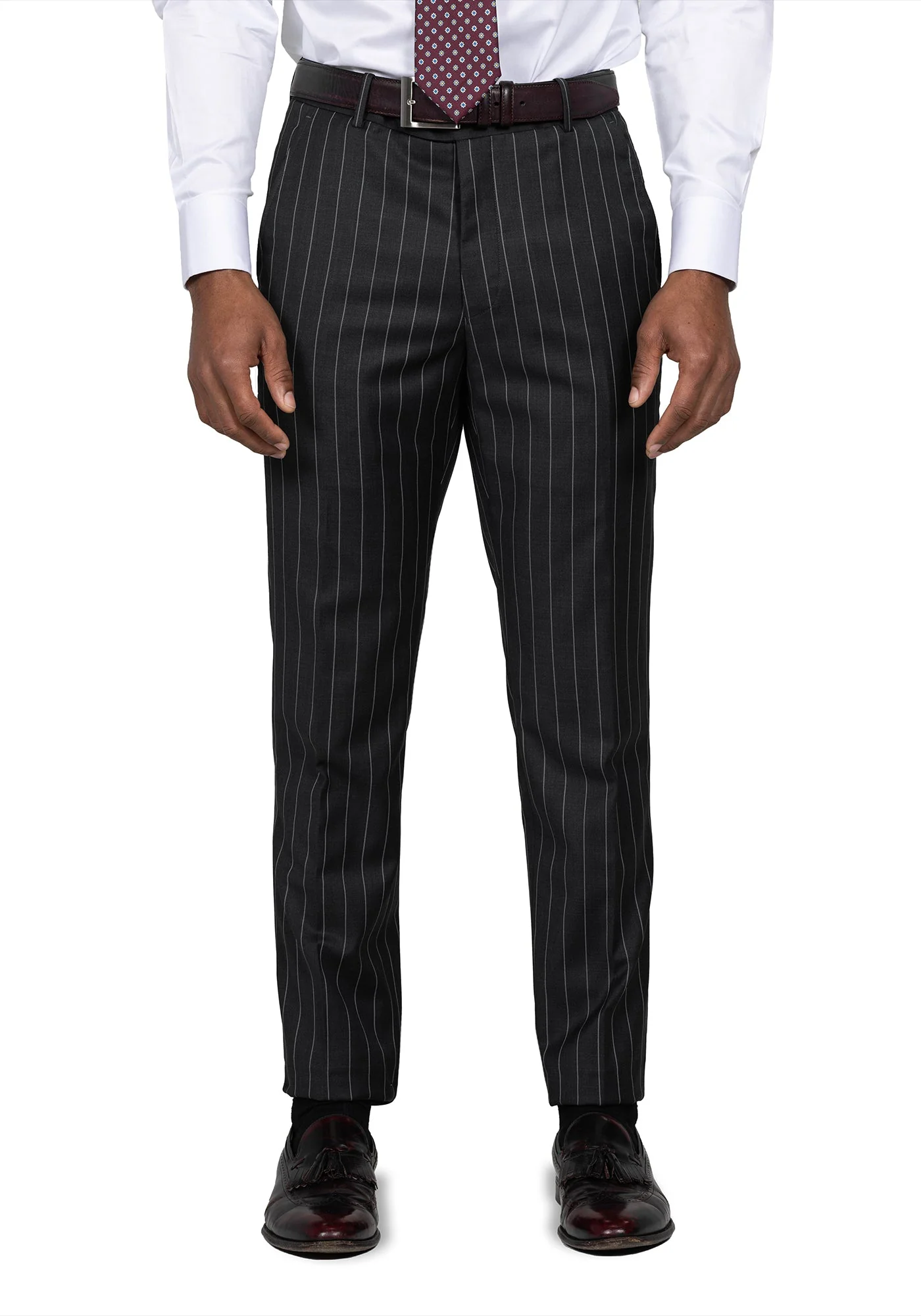 Stretch Black Chalk Stripe Dress Pants