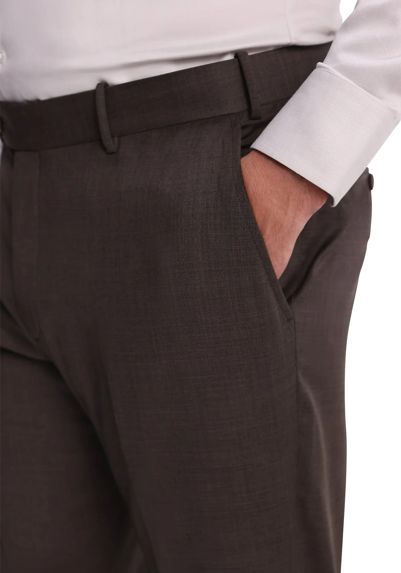 Stretch Brown Sharkskin Dress Pants - Image 2