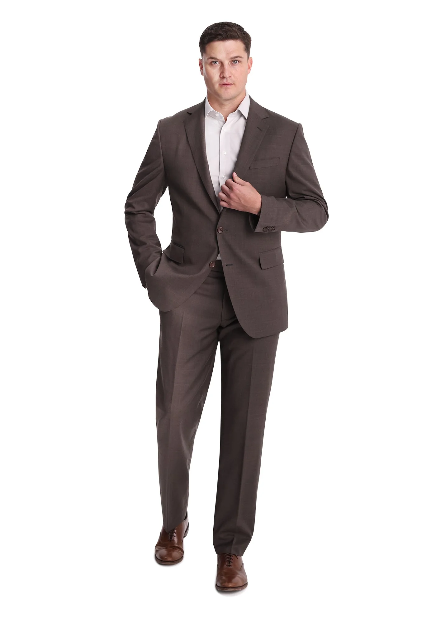 Stretch Brown Sharkskin Dress Pants - Image 7