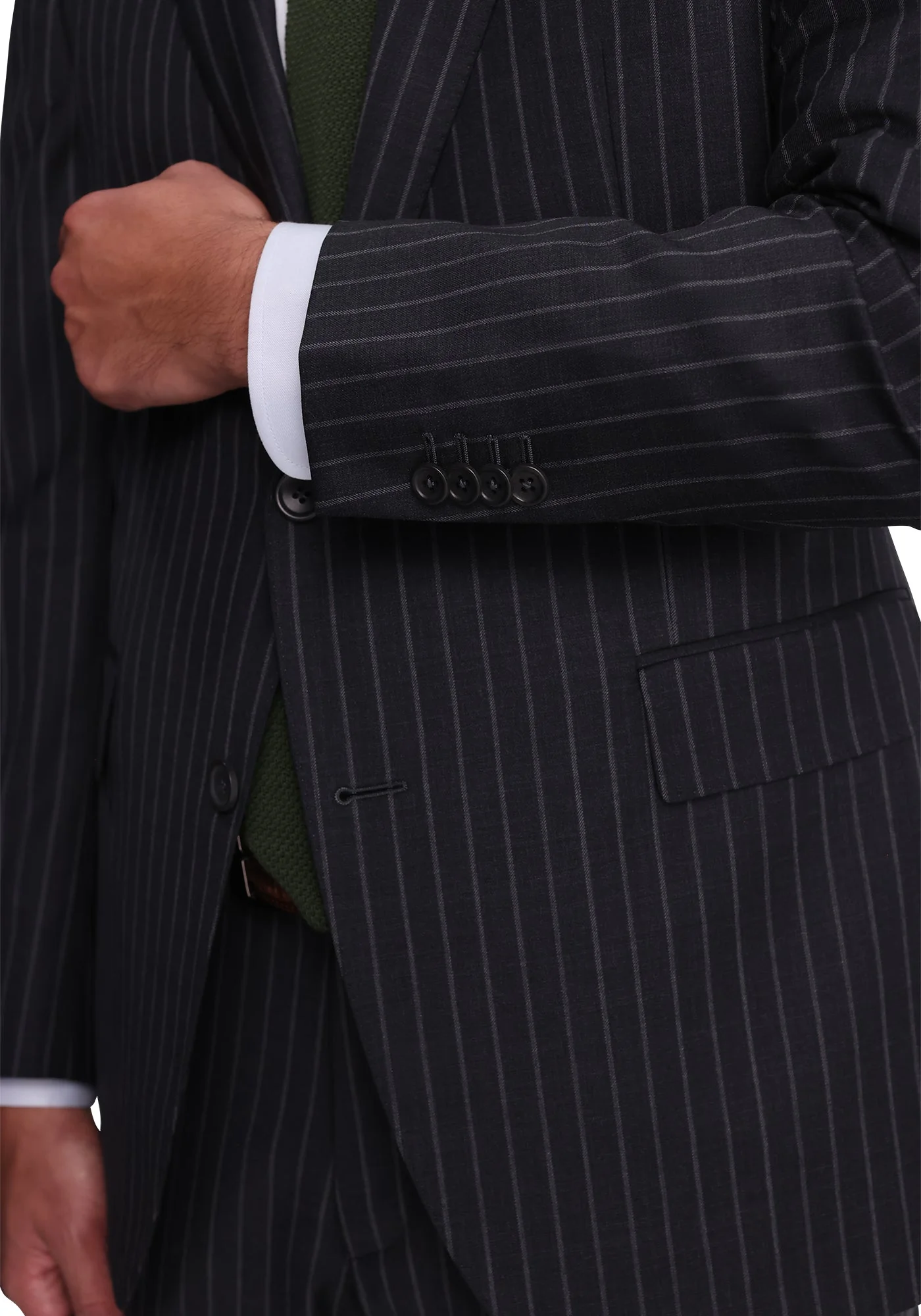 Stretch Charcoal Chalkstripe Dress Pants - Image 5