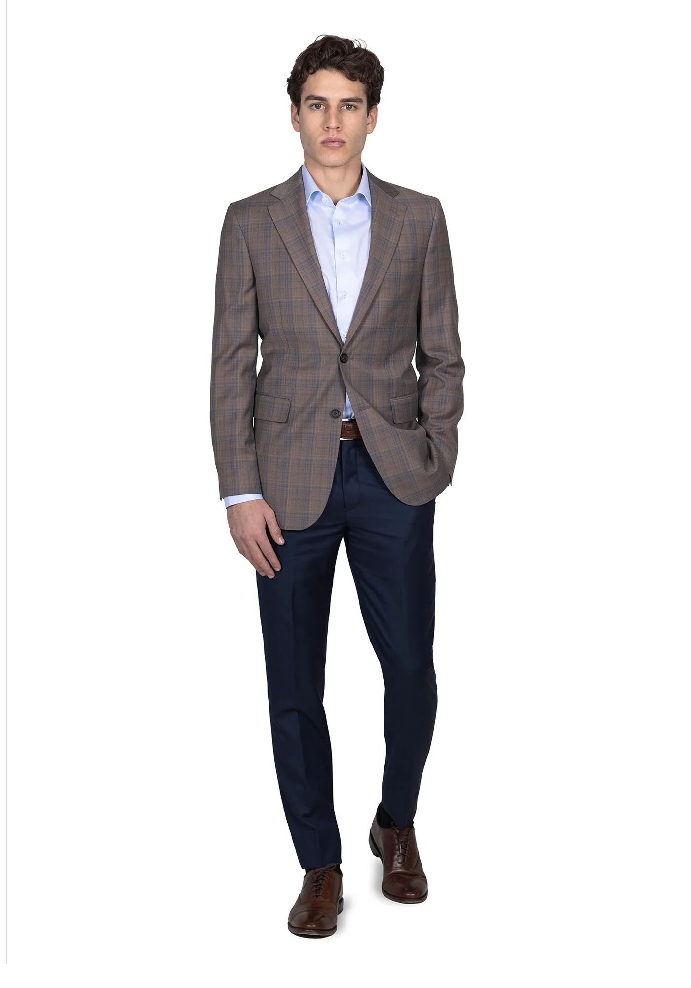 Tan And Blue Plaid Blazer - Image 5