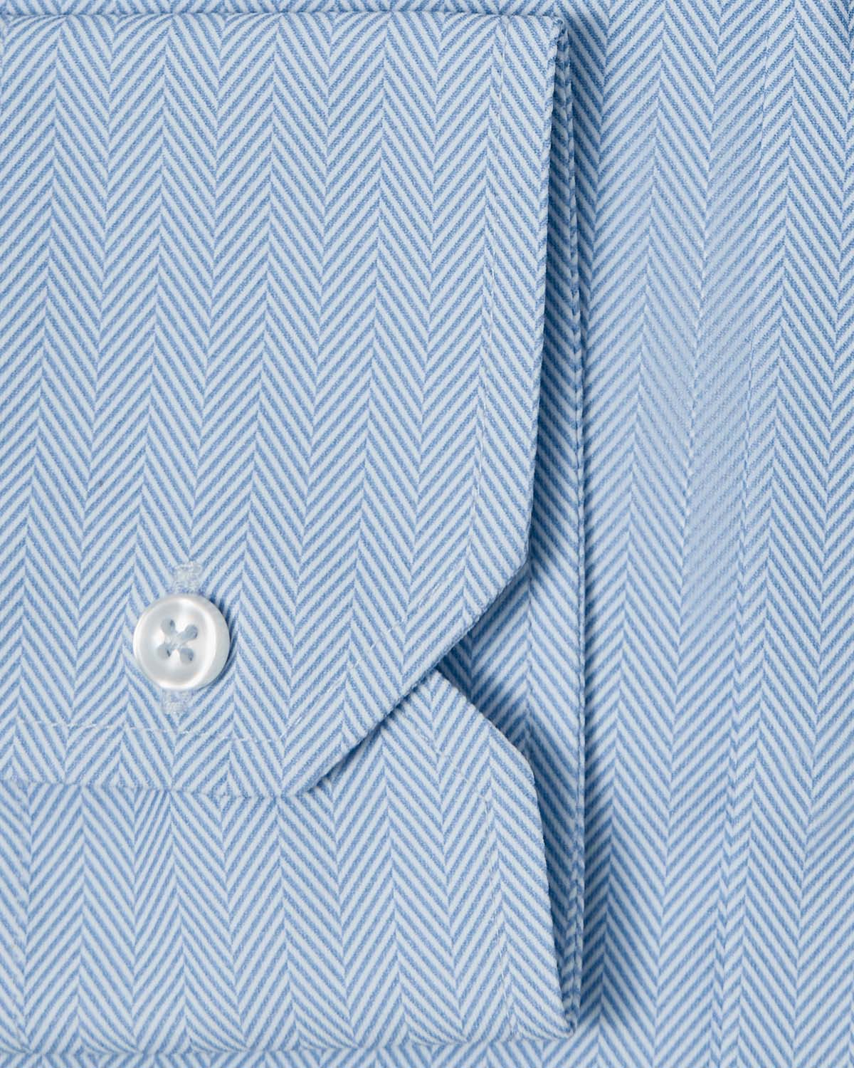 Ultra Comfort Blue Herringbone Dress Shirt - Image 3